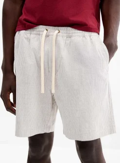 Striped textured twill short
