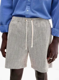 Striped textured twill short