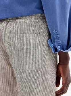 Striped textured twill short