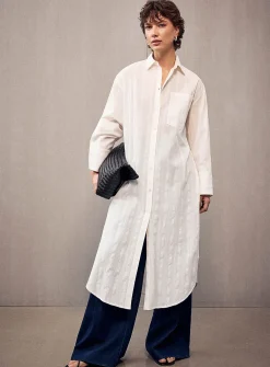 Striped voile tunic shirt