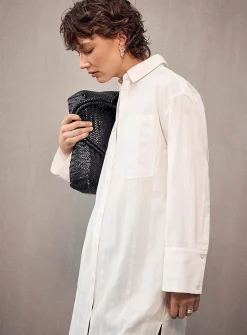Striped voile tunic shirt
