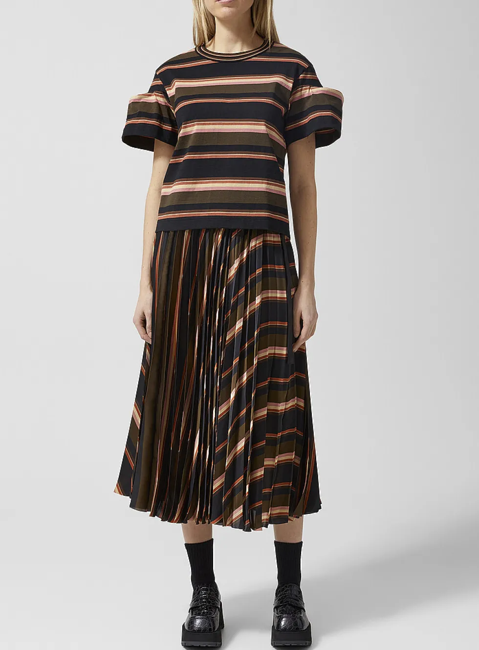 Striped wraparound skirt