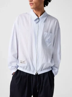 Striped zip-up shirt jacket