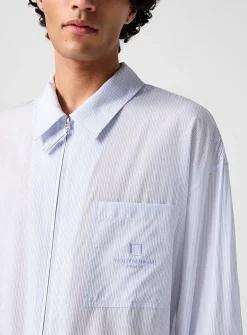 Striped zip-up shirt jacket