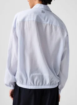 Striped zip-up shirt jacket