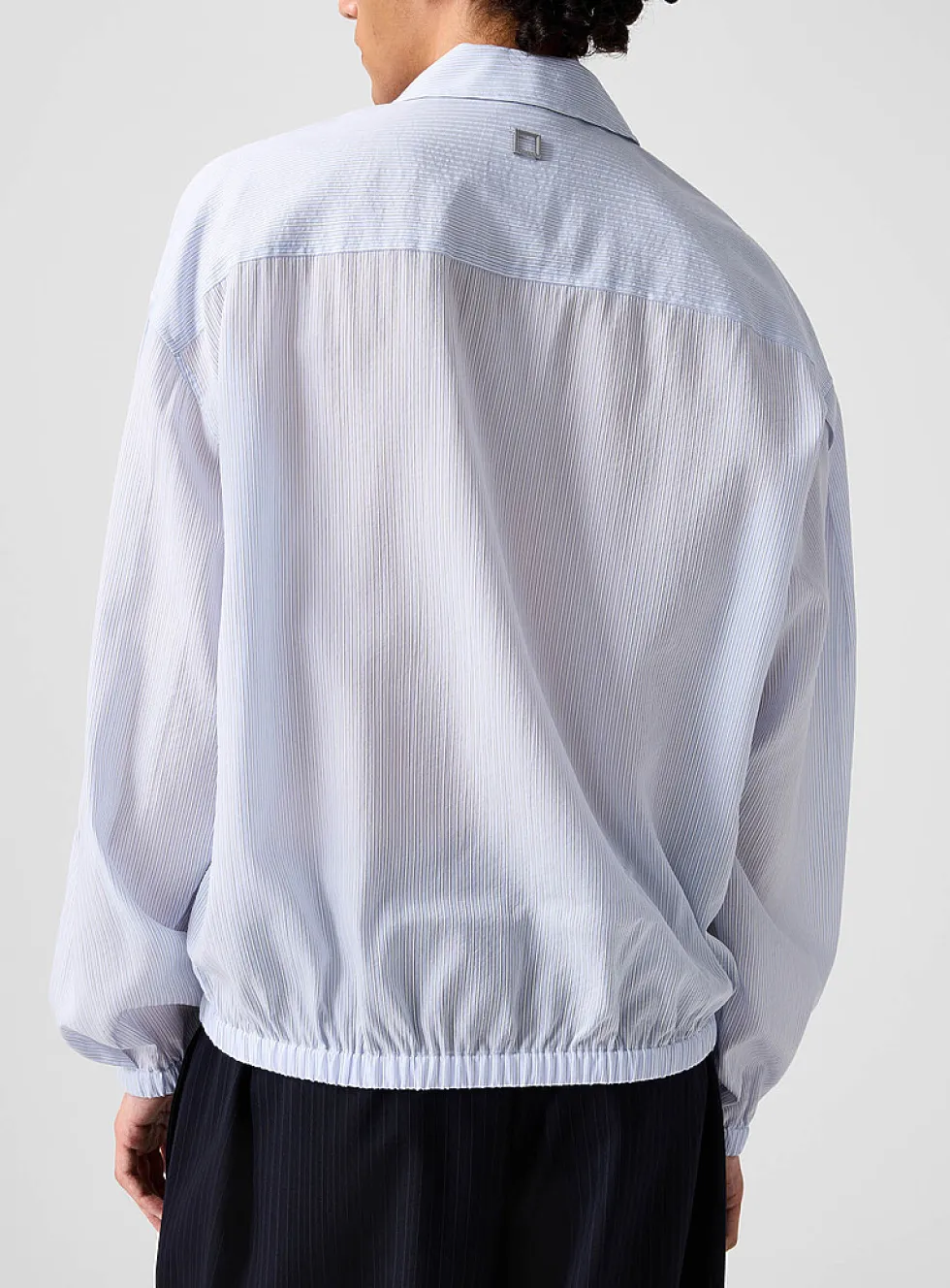 Striped zip-up shirt jacket