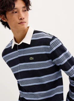 Striped-block piqué polo