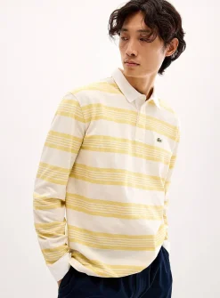 Striped-block piqué polo