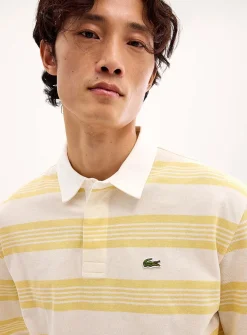 Striped-block piqué polo