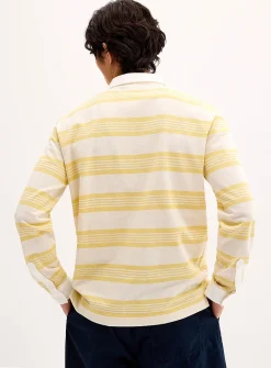 Striped-block piqué polo
