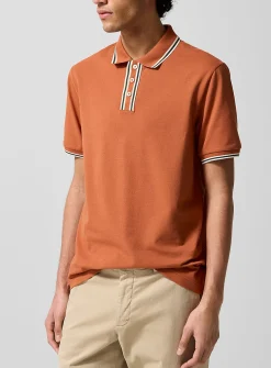 Striped-trim piqué polo
