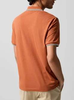 Striped-trim piqué polo
