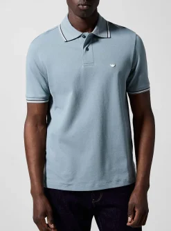 Striped-trim polo