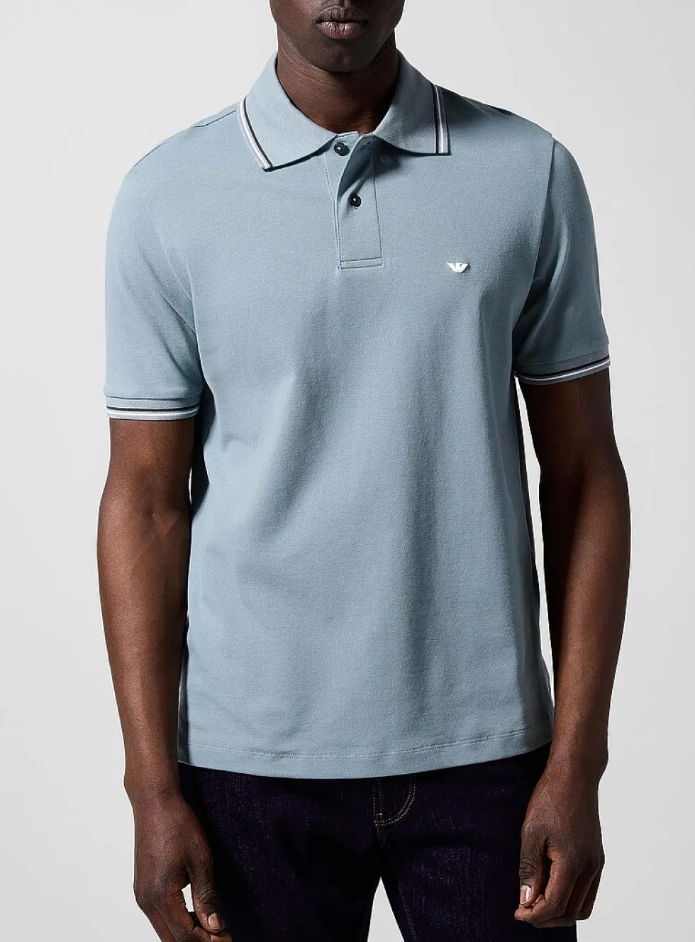 Striped-trim polo
