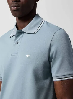 Striped-trim polo