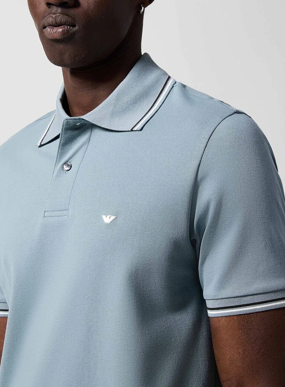 Striped-trim polo