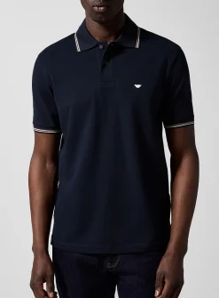 Striped-trim polo