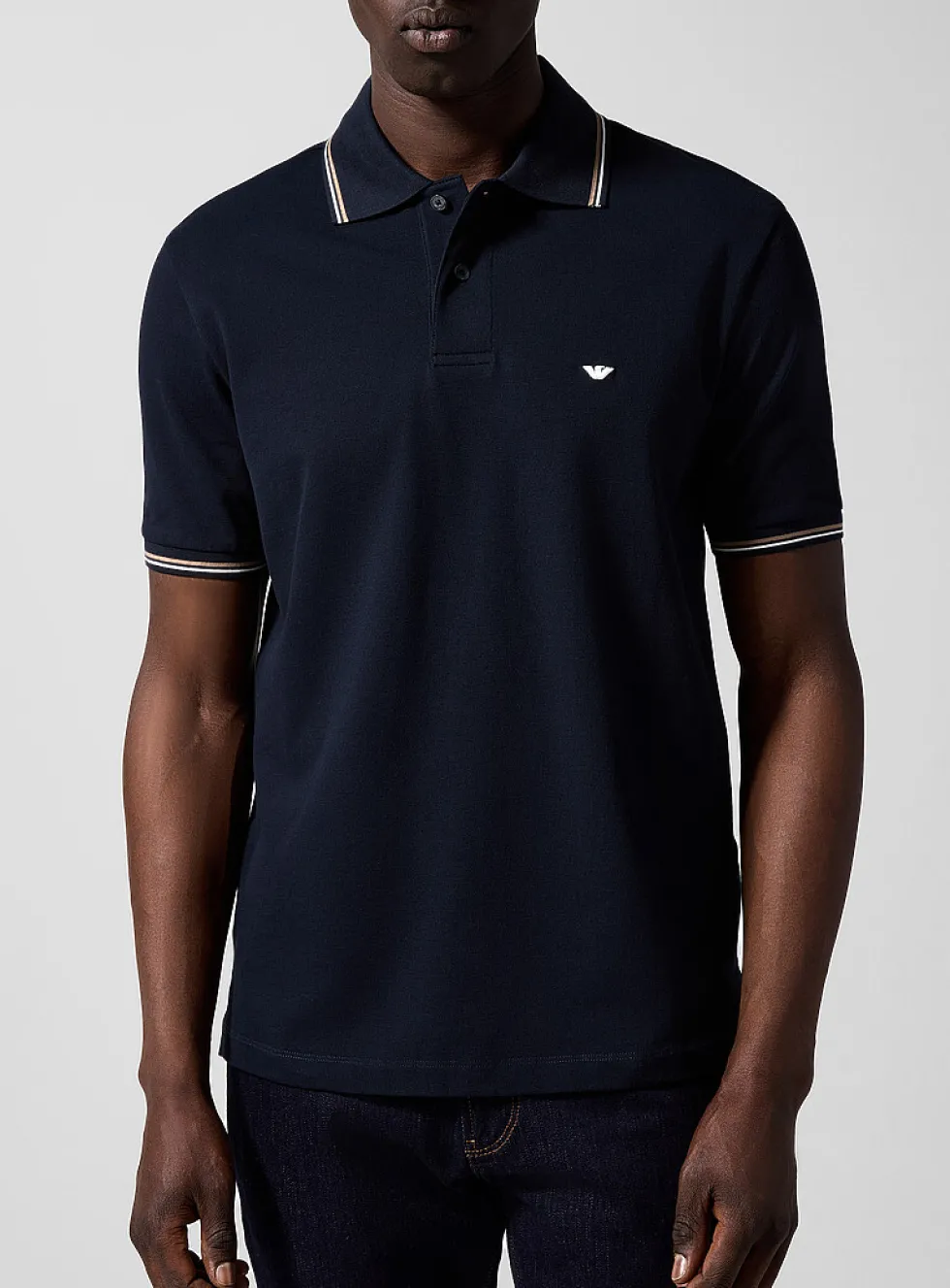 Striped-trim polo