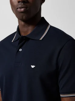 Striped-trim polo