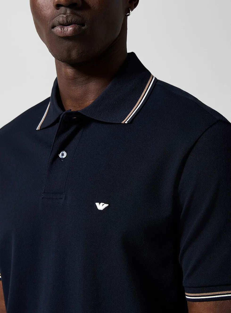Striped-trim polo