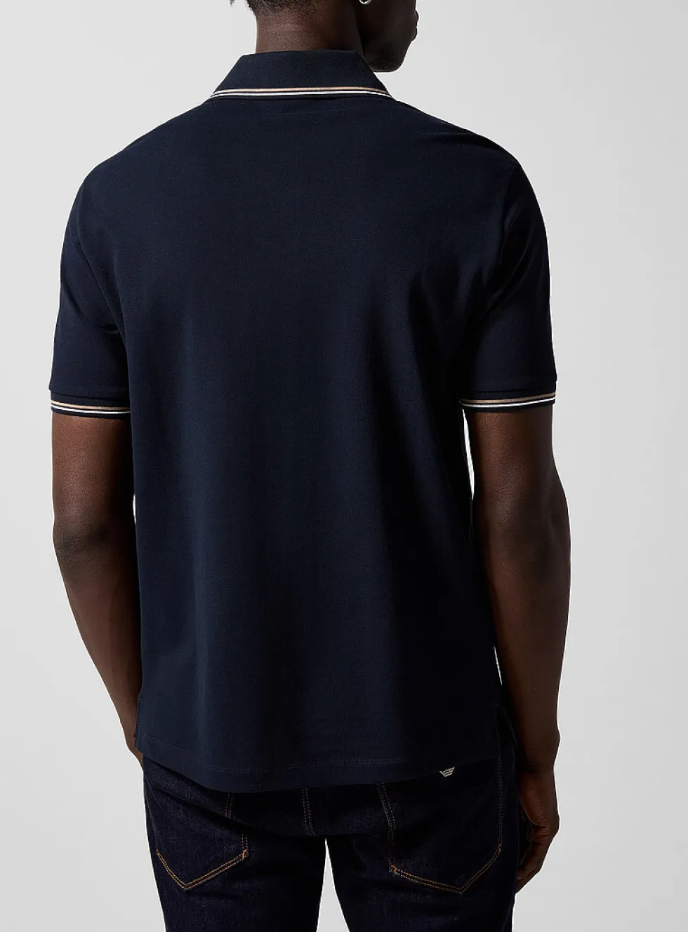Striped-trim polo