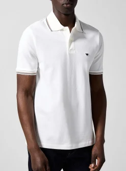 Striped-trim polo
