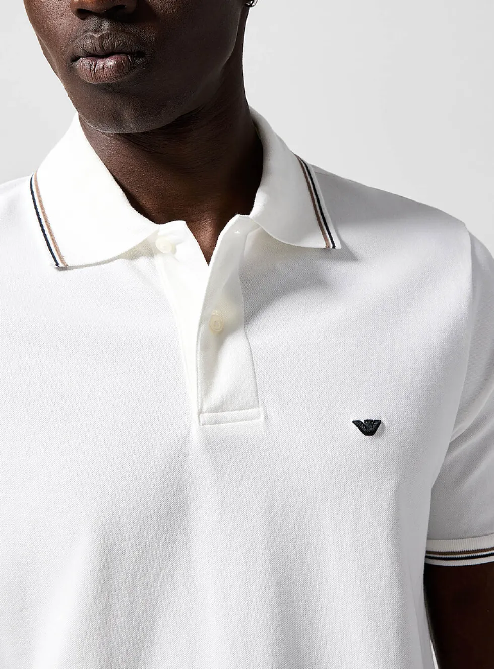 Striped-trim polo