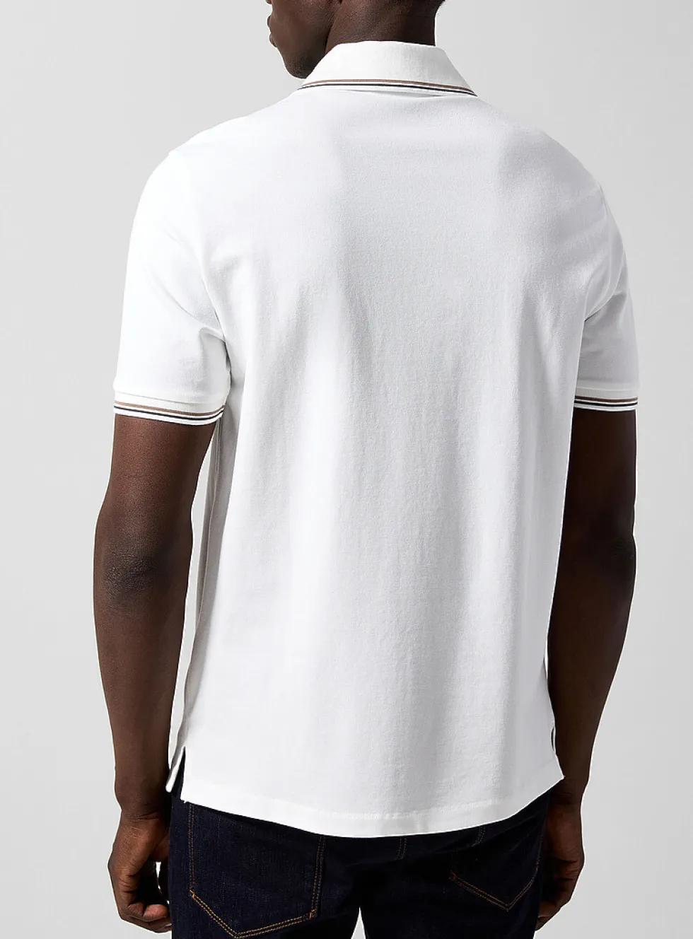 Striped-trim polo