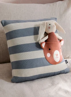 Stripes and rabbit children's removable-cover cushion