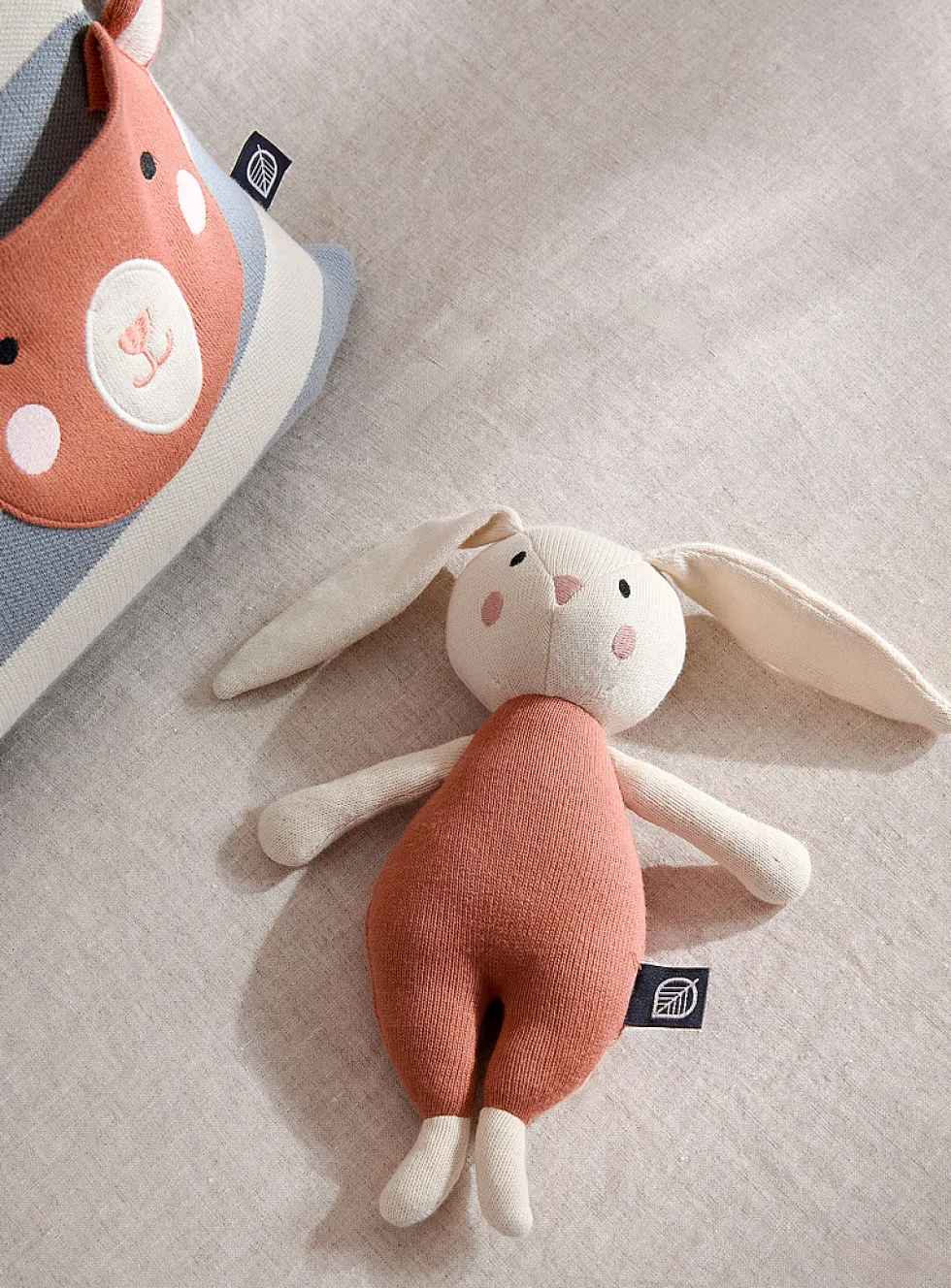 Stripes and rabbit children's removable-cover cushion