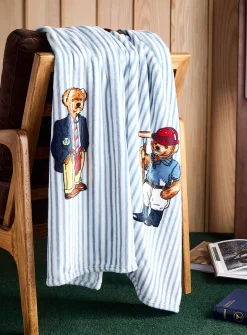 Stripes and teddy bear ultra-soft throw