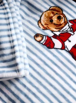 Stripes and teddy bear ultra-soft throw