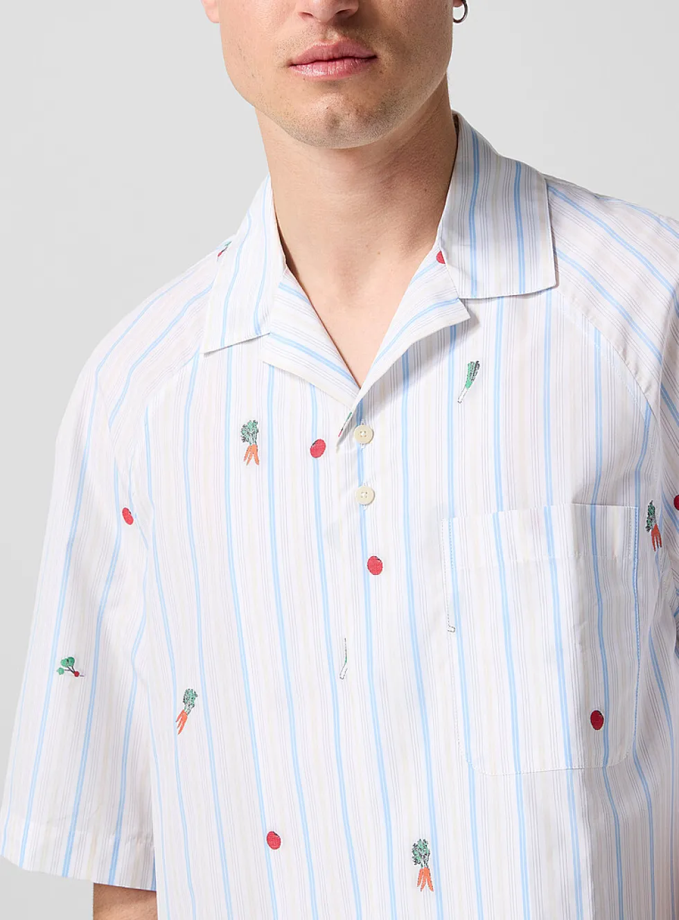 Stripes and vegetables cabana shirt