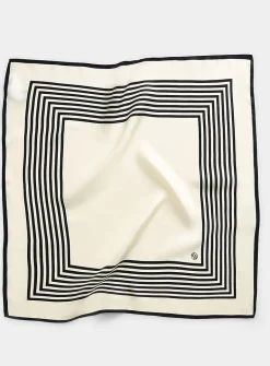 Stripped cream pure silk square scarf