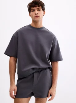 Structured jersey short-sleeve sweatshirt