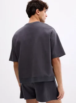 Structured jersey short-sleeve sweatshirt