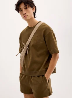 Structured jersey short-sleeve sweatshirt