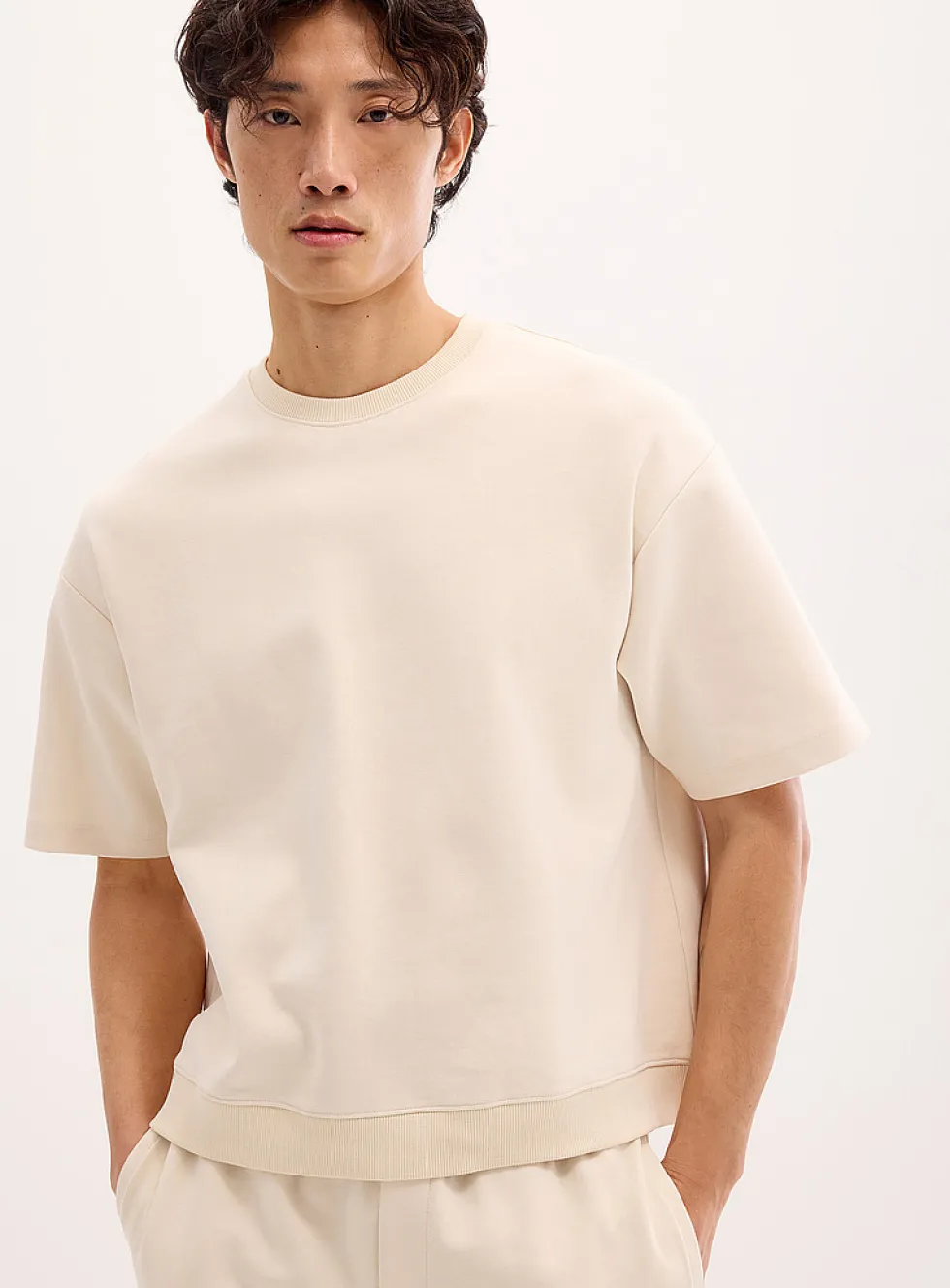 Structured jersey short-sleeve sweatshirt