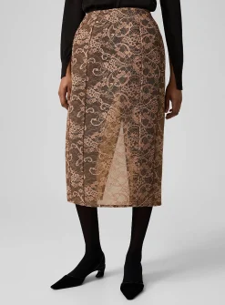 Structured lace pencil skirt