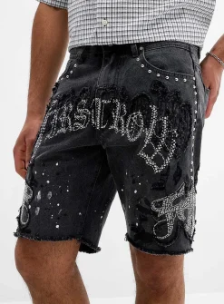 Stud and paint splatter faded short