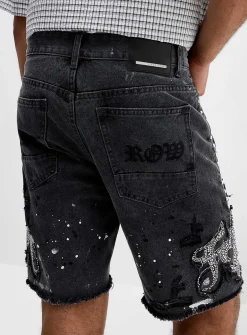 Stud and paint splatter faded short