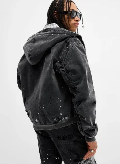 Stud and paint splatter faded jacket