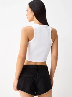 Studded faux-suede mini short