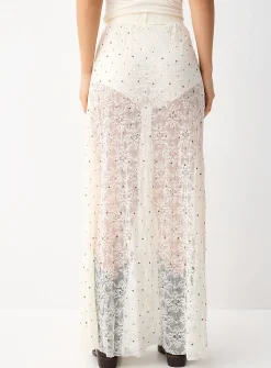 Studded lace maxi skirt