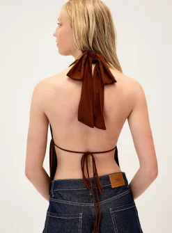 Studded open halter cami