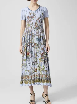 Stylized garden deep pleating dress
