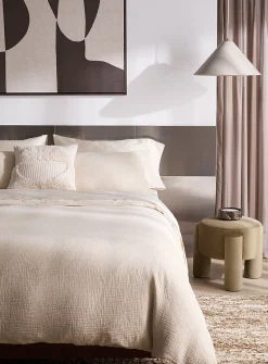 Subtle stripes organic cotton gauze duvet cover set