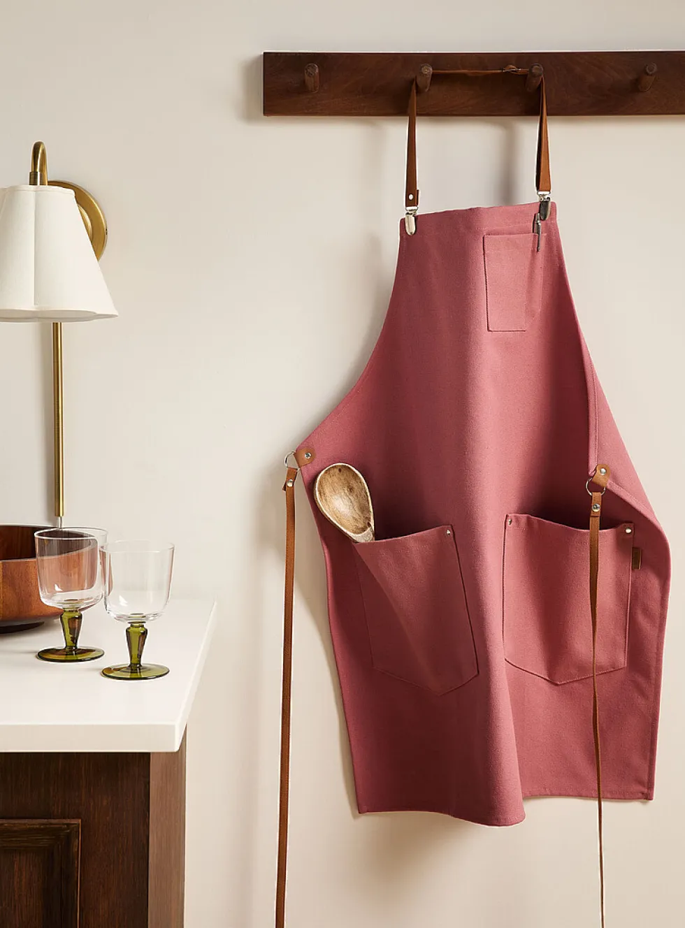 Suede accents coloured apron