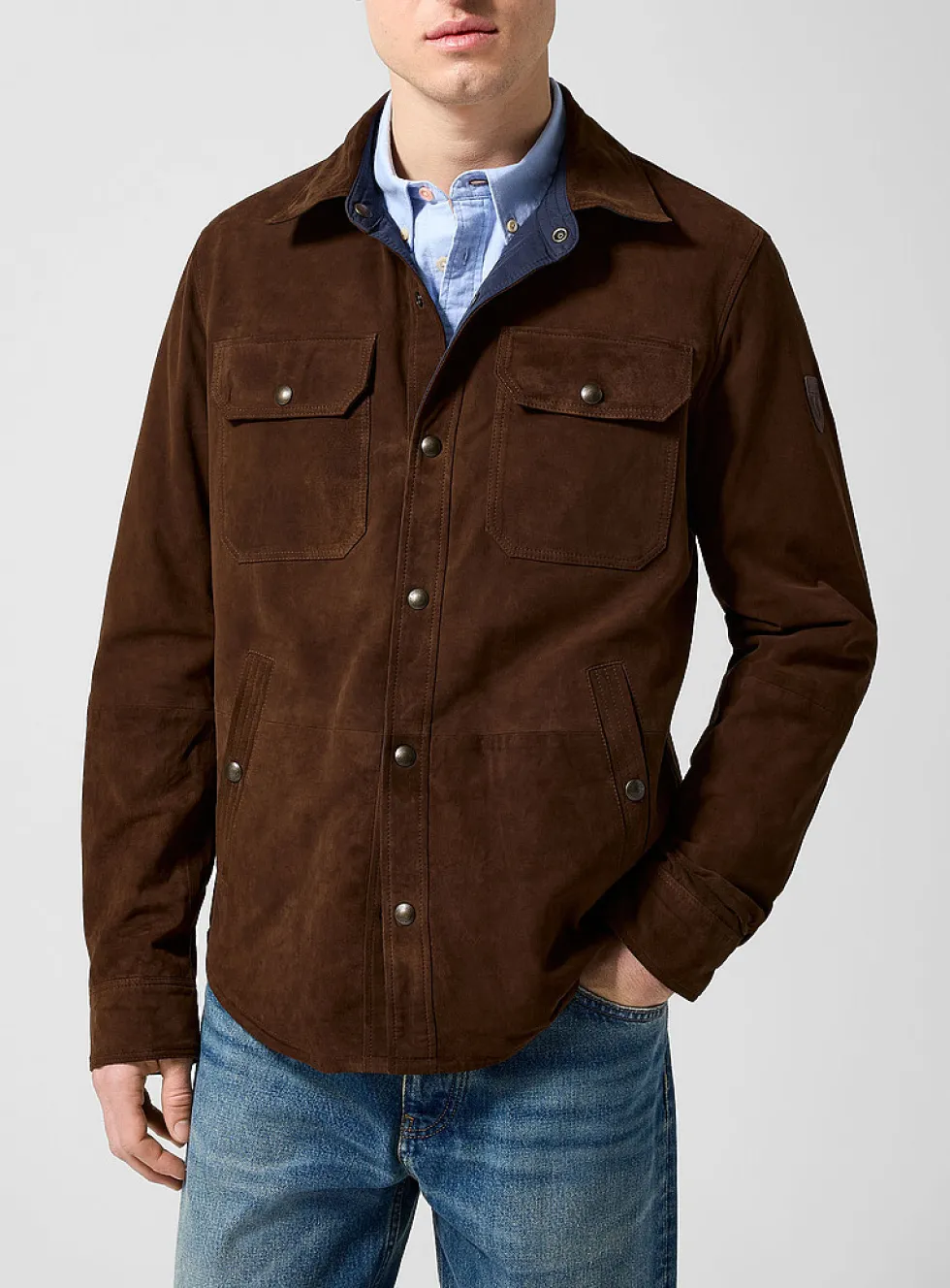 Suede and nylon reversible jacket
