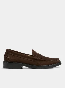 Suede penny loafers